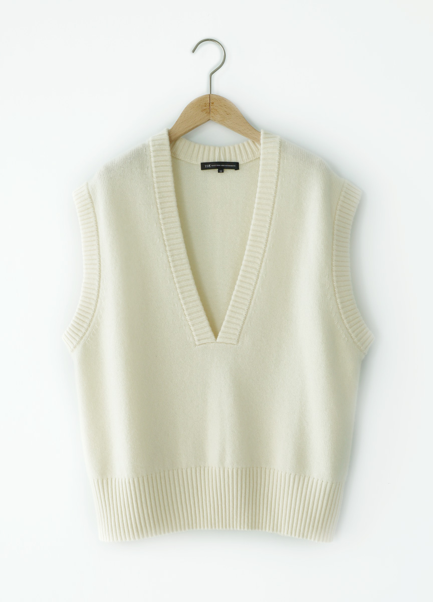 V領粗織針織背心